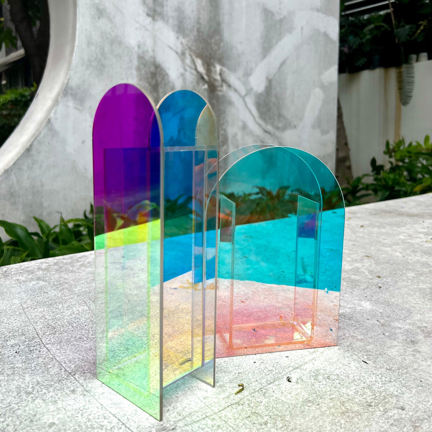 Acrylic Rainbow Colorful Flower Vase for Centerpieces Modern Scandinavian Simplicity Home Decor [Tall]