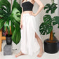 Slit Leg Yoga Pants Beach Vacation Wear Flowy Boho Style Harem - White