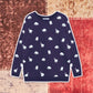 Women's Cotton Long Sleeve Graphic Sweatshirt Crewneck Pullover - Cat Navy